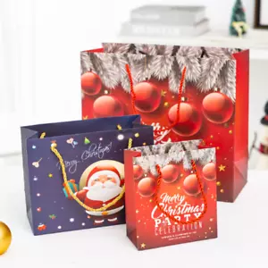 100x Sacchetti Regalo Natale Shopper Quadrati Piccoli Laminati Opachi Borsa Porta Natale - Foto 1 di 8