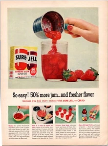 1956 Sure Jell Vintage Print Ad Strawberry Jam Certo Recipe - Picture 1 of 1