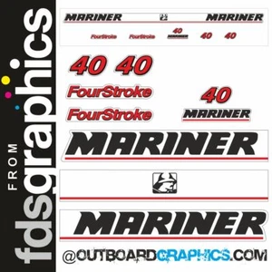 Mariner 40hp four stroke (2001 model) outboard engine decals/sticker kit - Picture 1 of 1