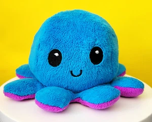 TeeTurtle The Original Reversible Octopus 6 inch Plushie Purple and Blue - Picture 1 of 4