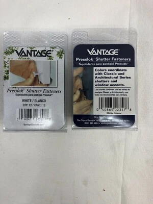 Vantage Presslok White Shutter Fasteners 12 Pack - LOT OF 2 PACKS - Image 1 of 2