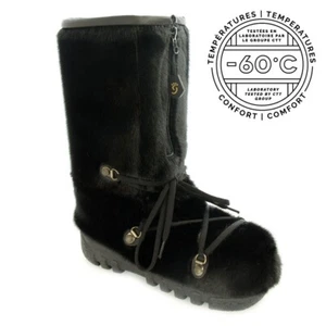 BRAND NEW BLACK ARCTIC BEAVER FUR WINTER BOOTS BOOT MEN MAN - Picture 1 of 2