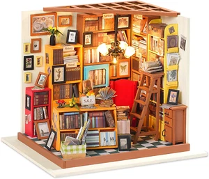 "Miniature Dollhouse Kit: Sam'S Study, 1:24 Scale Tiny House Building" - Picture 1 of 12