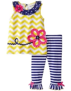NUEVO "AMARILLO CHEVRON MARGARITA" Pantalones Capri Niñas 3-6m Primavera Verano Ropa Bebé - Imagen 1 de 1