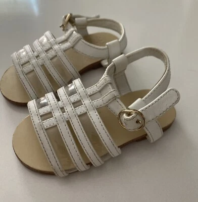 Сандалии Janie & Jack белые с ремешками прозрачный ремешок вставка размер 3-4 - Изображение 1 из 3