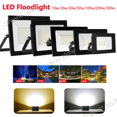 LED Floodlight Light 10W 20W 30W 50W 100W 200W Security Flood Lights Garden Lamp - Image 1 of 4