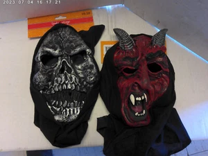 Halloween rubber masks "skull / demon" NEW pack of 2 masks - Picture 1 of 2