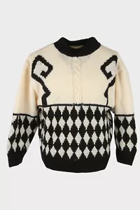Suéter de lana tejido por cable vintage cuello redondo años 90 talla múltiple M - IL2702 - Imagen 1 de 4
