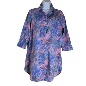 Camicia da notte Ralph Lauren camicia da notte taglia M rosa pervinca paisley monogramma - Foto 1 di 5