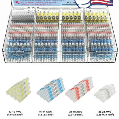 250/100X Waterproof Heat Shrink Solder Seal Sleeve Butt Terminal Wire Connectors - Image 1 of 4