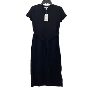 Time And Tru Womens Size XS 0-2 Short Sleeve Knit V-Neck Dress Black Soot - Picture 1 of 9