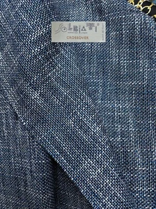 SOLBIATI Wool Cotton Linen Fabric BLUE White Summertime Twill Cloth 1.30 meter - Picture 1 of 13