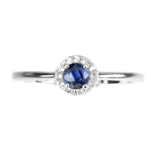 925 Sterling Silver Ring Round Blue Sapphire 4mm Topaz Gemstone Jewelry - Picture 1 of 9