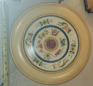 14” Wooden hand painted wall plate Vintage Scandinavian Folk Art - Picture 1 of 4