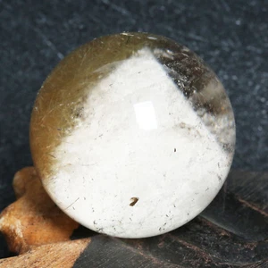A1359-45mm-131g Natural Clear Gold Hair Rutilated Crystal Ball SPHERE Quartz - Picture 1 of 10
