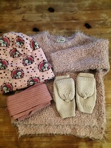 Pullover 🧶 Gr.98/104 Mütze Handschuhe In Rosa Glitzer Einhorn 🦄 - Bild 1 von 6