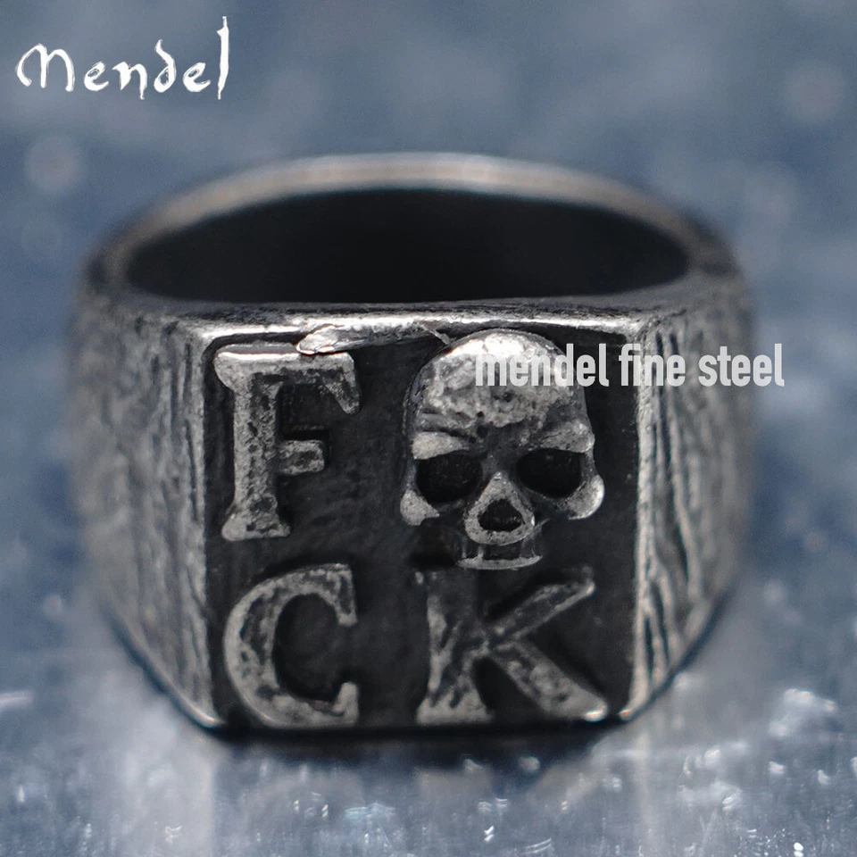 Anillo cuadrado calavera punk negro gótico MENDEL para hombre de acero inoxidable talla 7-15 Foto 1 de 4