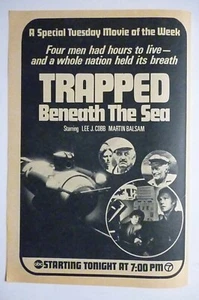 TRAPPED BENEATH THE SEA mini-sub only hours of air 1974 Original ABC TV Print ad - Picture 1 of 1