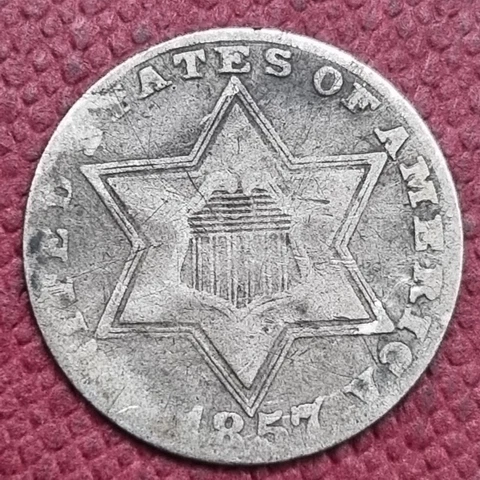 1857 Three Cent Silver Trime 3c Better Grade #57883 Cover