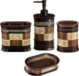 4Pc Zambia Stylish Bathroom Accessories Set Soap Pump, Tumbler, Tooth Brush Hold - Picture 1 of 12