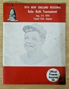Programma torneo di baseball regionale Babe Ruth New England 1974 Augusta Maine - Foto 1 di 7