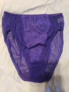 Super Rare 1980s Vtg Victorias Secret White / Gold Label Sz M Purple High Leg... - Picture 1 of 4