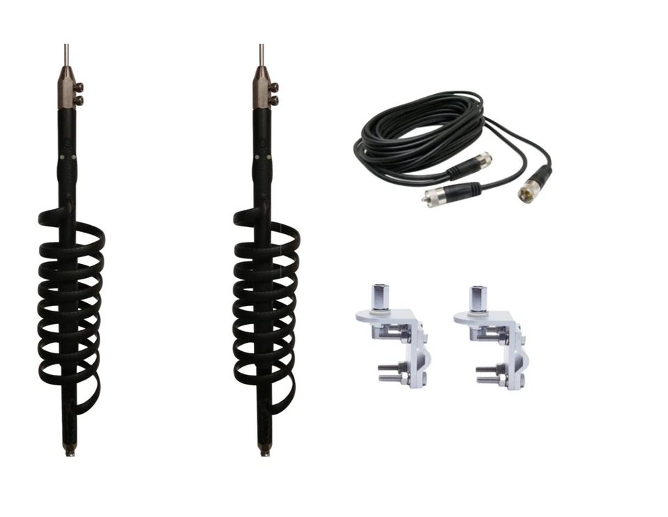 DUAL NEGRO VIPER CB, ANTENAS DE RADIOAFICIONADO, COAXIAL DOBLE 18 FT, SOPORTES Y PERNOS Foto 1 de 1