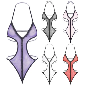 Women Bodysuit Teddy Lingerie Micro Nightwear Charming Leotard One Piece Sheer - Picture 1 of 69