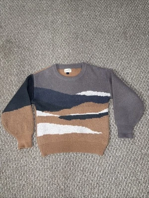 Universal Threads XS Orange Sweater With Landscape Abstract Design Warm And SOFT - Image 1 of 4