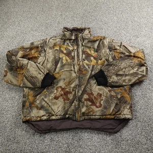 VTG 10X Jacket Mens L Brown Realtree Hardwoods Camo Hunting Zip Reversible 90s - Picture 1 of 18
