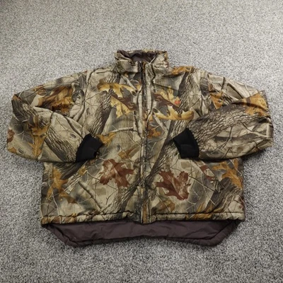 VTG 10X Jacket Mens L Brown Realtree Hardwoods Camo Hunting Zip Reversible 90s - Image 1 of 4
