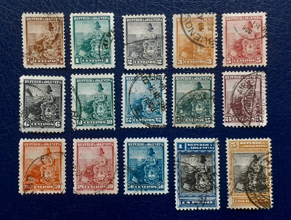 Argentina 1899 Liberty and Shield stamps up to 5 pesos - image 1 of 1