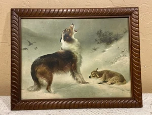 Vintage Framed 9x12” Print Shepherds Call "FOUND" Walter Hunt Collie W/Lamb - Picture 1 of 7