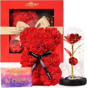 Flower Rose Bear for Mom,Perfect Birthday Romantic Gift Wife Red1 - Picture 1 of 8