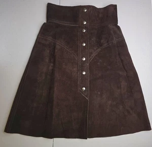Falda de gamuza y cuero vintage sin marca años 70 talla 6 para mujer ropa de rancho -1803 - Imagen 1 de 10