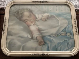 Vintage Annie Benson Muller Framed Baby Print/Picture "Just A Little Dream" - Picture 1 of 17