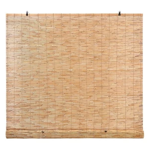 Manual Roll-Up Reed Cord Free Blinds, Natural, 48" W x 72" L - Picture 1 of 15