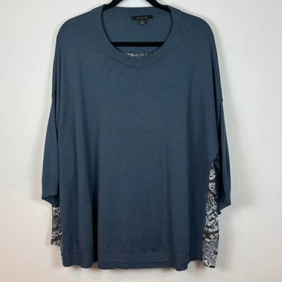 Suéter Ann Taylor Mujer Multimedia Azul Manga 3/4 Floral Espalda Talla XL Ropa de Trabajo Foto 1 de 4