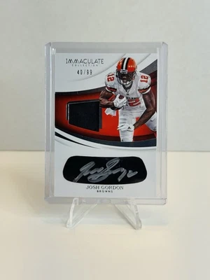 Josh Gordon Game Worn Patch On Card Autograph/99 2018 Immaculate - Image 1 of 3