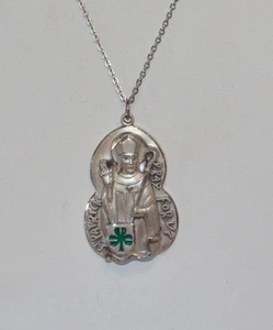 VINTAGE CREED Sterlingsilber Saint St. Patrick Anhänger Medaille Halskette mit Kette - Bild 1 von 5