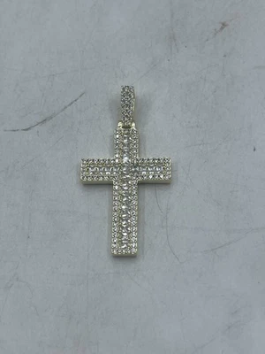 Colgante Cruz Baguette Diamante Unisex GLD Chapado en Oro Amarillo 18K/Piedras Circonita Foto 1 de 4