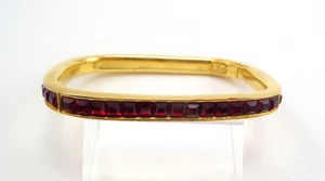 Vintage Yves Saint Laurent - YSL - Bracelet With Red Rhinestones Rectangle - Picture 1 of 13