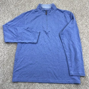 Mizzen + Main 1/4 Zip Shirt Mens Size Large Blue Long Sleeve - Picture 1 of 11