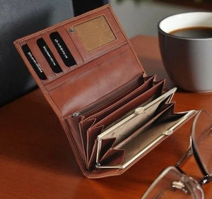 Box Gianni Conti italienisches Leder groß hellbraun Damen Organizer Handtasche & Clip Top - Bild 1 von 15