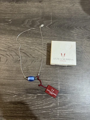 NWT! Antica Murrina Veneziana Handcrafted Blue Murano Glass Sterling Necklace Foto 1 de 4