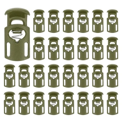 30pcs Spring Cord Locks Plastic Toggle Stopper Cord Stops Fastener, Olive Foto 1 de 4