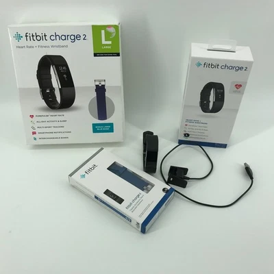 Rastreador de actividad Fitbit Charge 2 - negro (FB407SBKL) - L banda grande negra y azul Foto 1 de 4