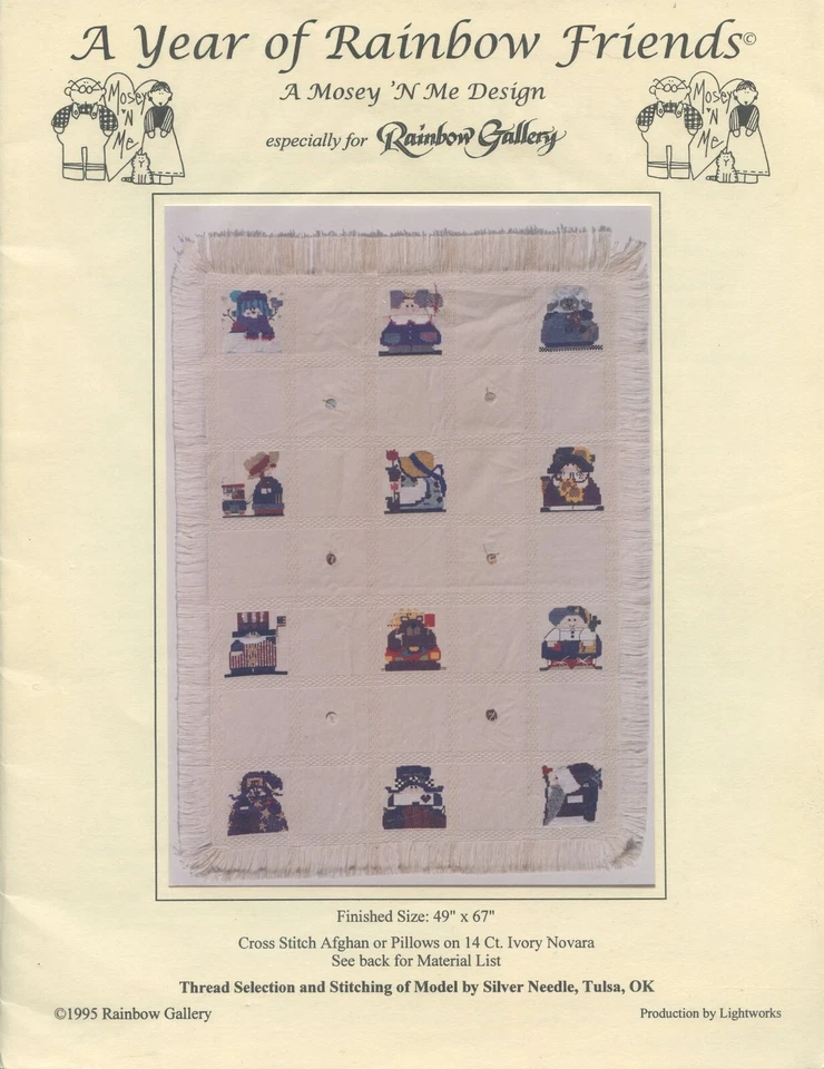 Mosey 'N Me Counted Cross Stitch A Year of Rainbow Friends Pattern - Image 1 of 1
