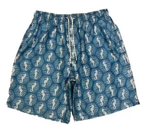 NEW!! Nat Nast Sea Horse Lined Swim Trunks/Shorts Mens LG Ocean Blue - Picture 1 of 6