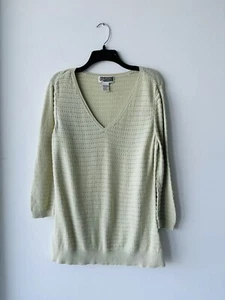 Vintage 90s Y2K Route 66 Green 100% Cotton Pullover V Neck Sweater Size XL - Picture 1 of 8